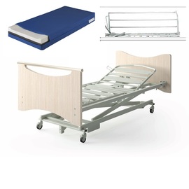 Cama Aldrys+barandillas metal+colchón alova 